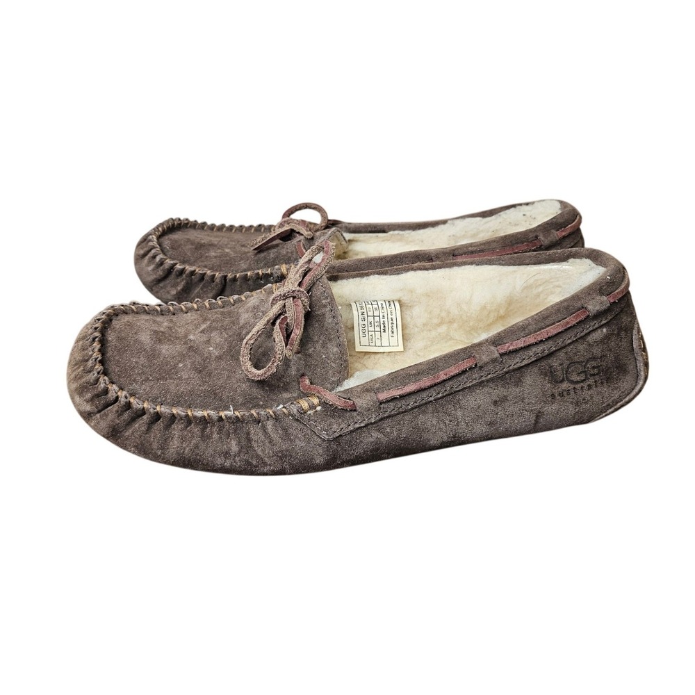 UGG Dakota Discontinued Tobacco Fully Lined Shearling Moccasins Sz 7 #497
